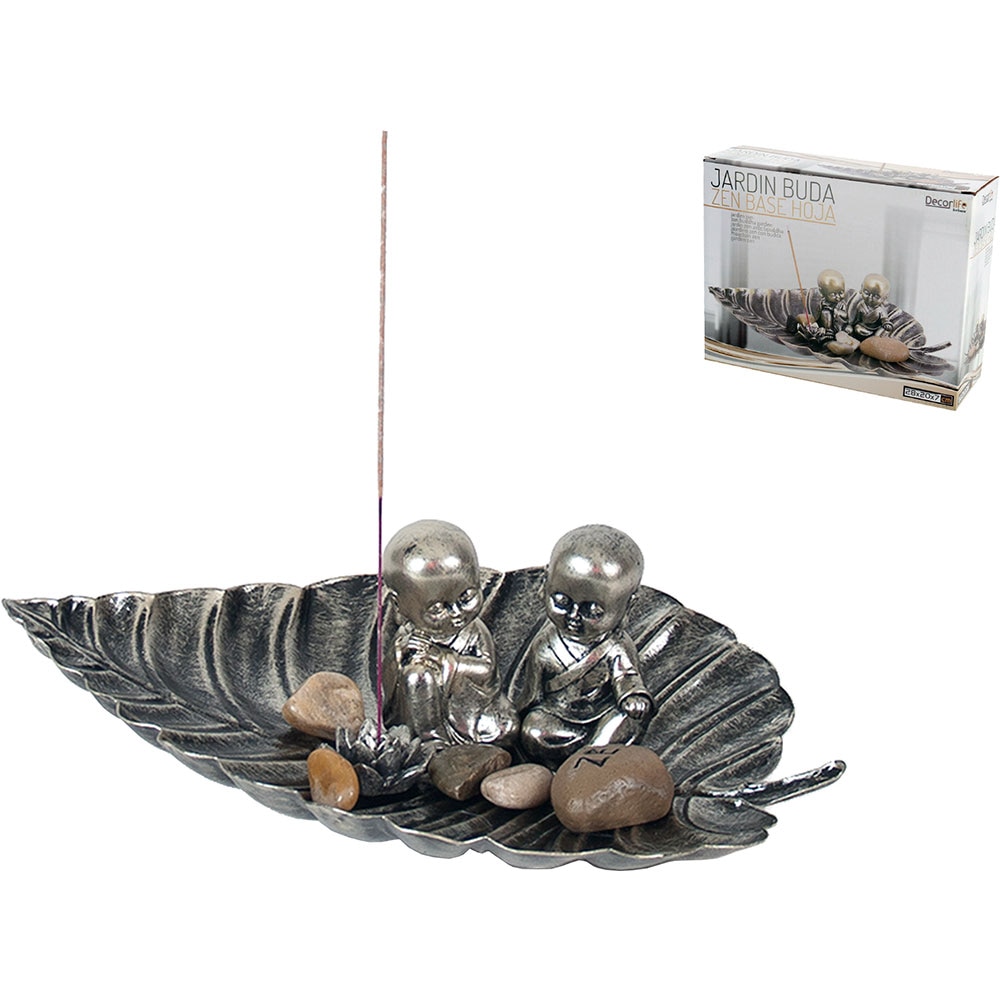 Decoratiune Zen, rasina, 21 x 28 x 8 cm, argintiu