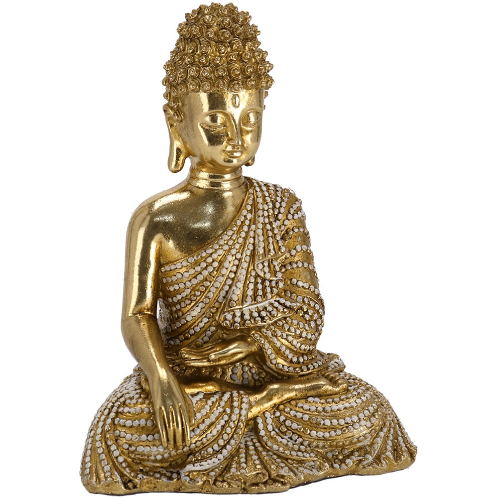 Statueta decorativa Buddha Pema, rasina, 11 x 16 x 21 cm, auriu