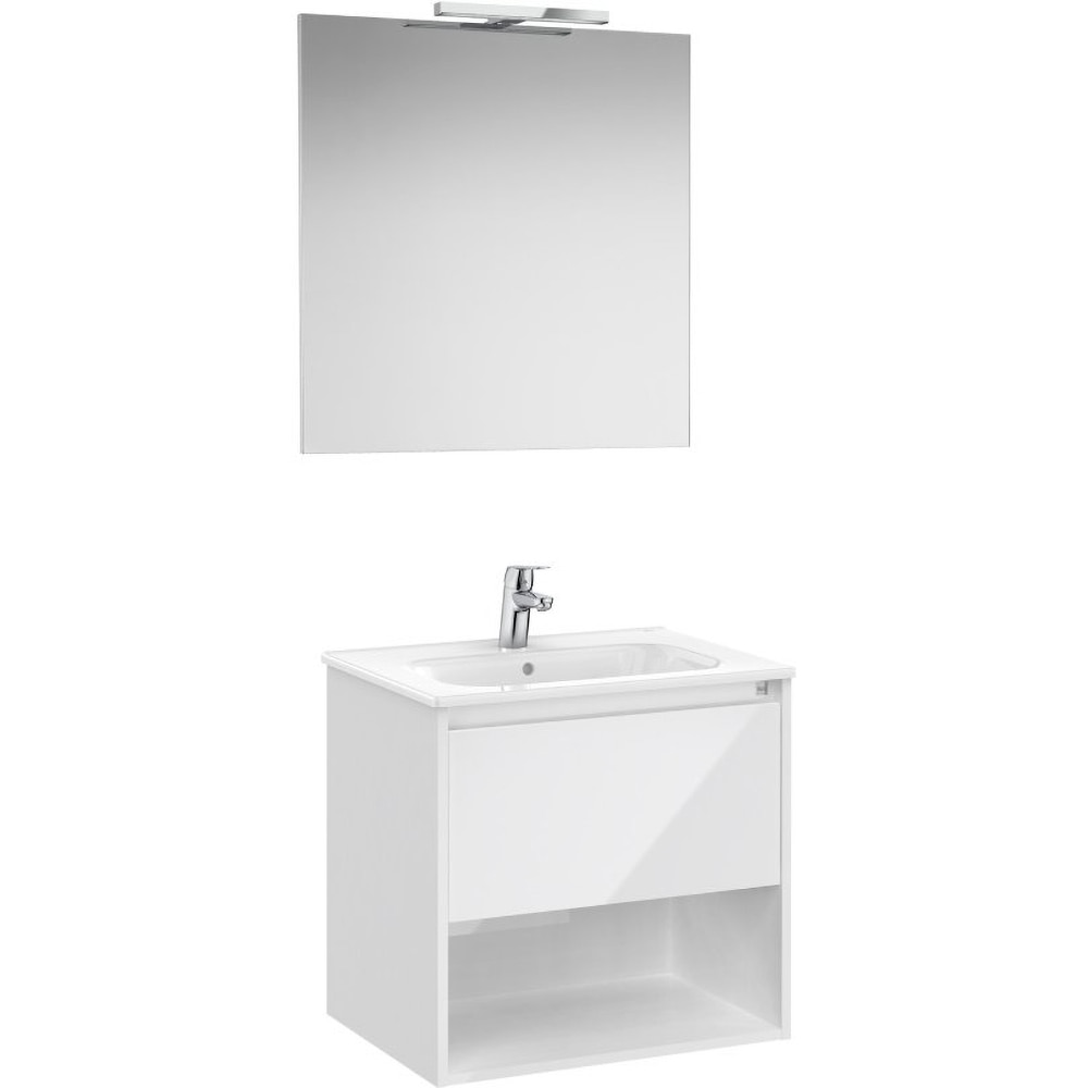 Set mobilier baie Roca Tenor, PAL, 60.5 x 46 x 58 cm, alb lucios