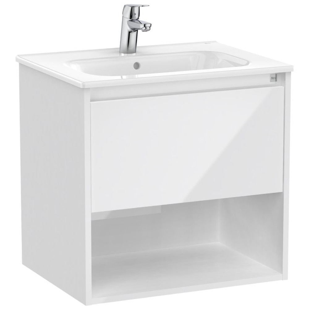 Set mobilier baie Roca Tenor, PAL, 60.5 x 46 x 58 cm, alb lucios