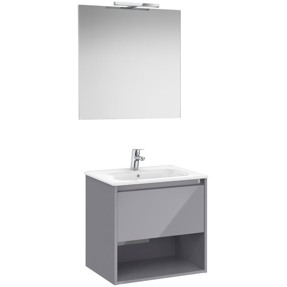 Set mobilier baie Roca Tenor, PAL, 60.5 x 46 x 58 cm, gri lucios