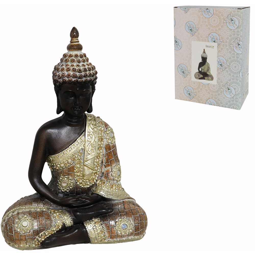 Statueta decorativa Buddha Ananta, rasina, 9 x 18 x 25 cm, auriu