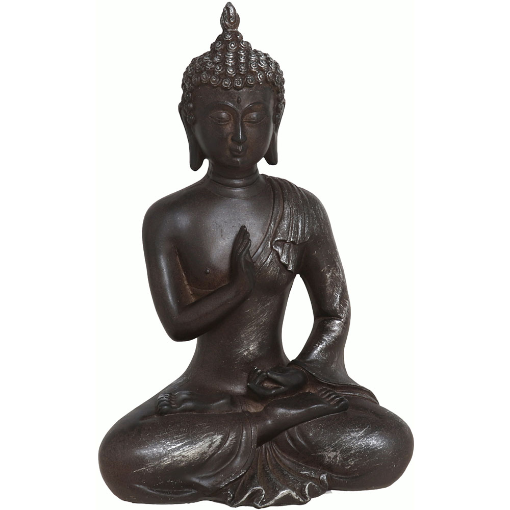 Statueta decorativa Buddha Bela, rasina, 11 x 16 x 23 cm, negru