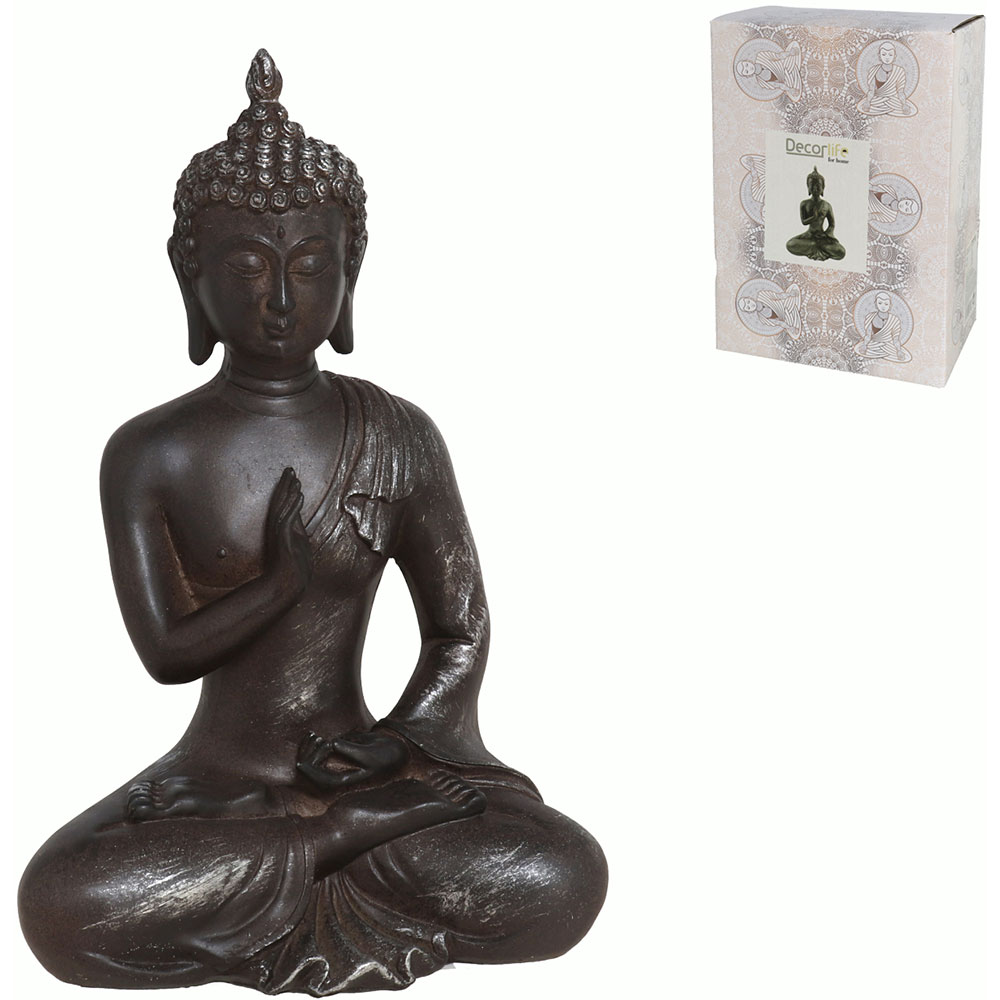Statueta decorativa Buddha Bela, rasina, 11 x 16 x 23 cm, negru
