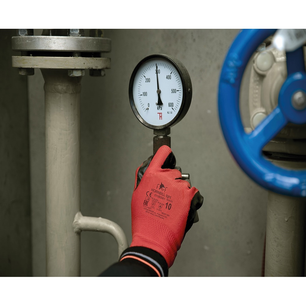 Manusi de protectie CERVA Hornbill Light, poliester-latex, rosu, marimea 10