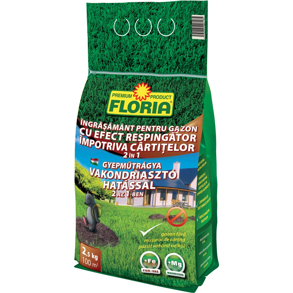 Ingrasamant pentru gazon impotriva cartitelor FLORIA, 2.5 kg