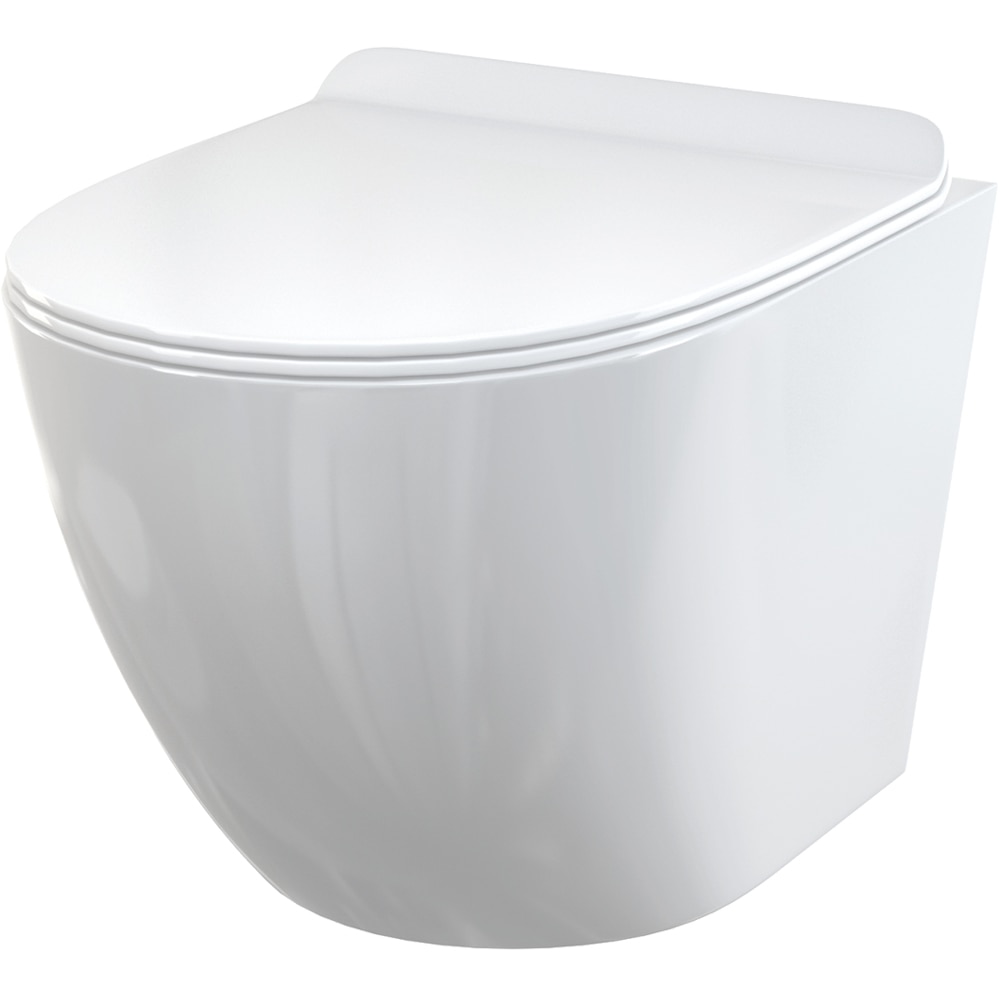 Vas WC suspendat ALCA Solid, portelan, evacuare orizontala, 36.5 x 48 x 38 cm, capac SoftClose, alb