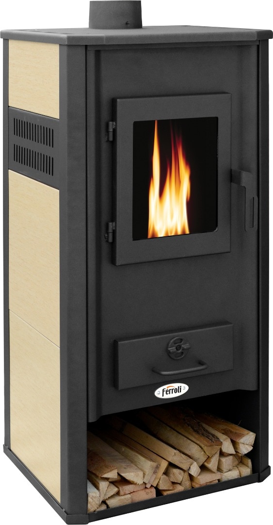 Termosemineu combustibil solid FERROLI Mirano H, 21 kW, 49 x 46 x 105 cm, antracit