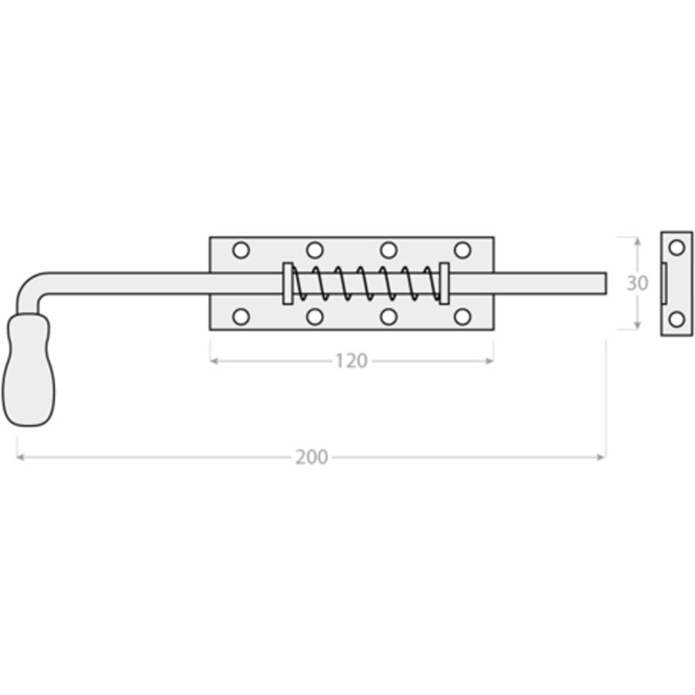 Zavor cu arc si maner din lemn, 200 x 120 x 30 mm