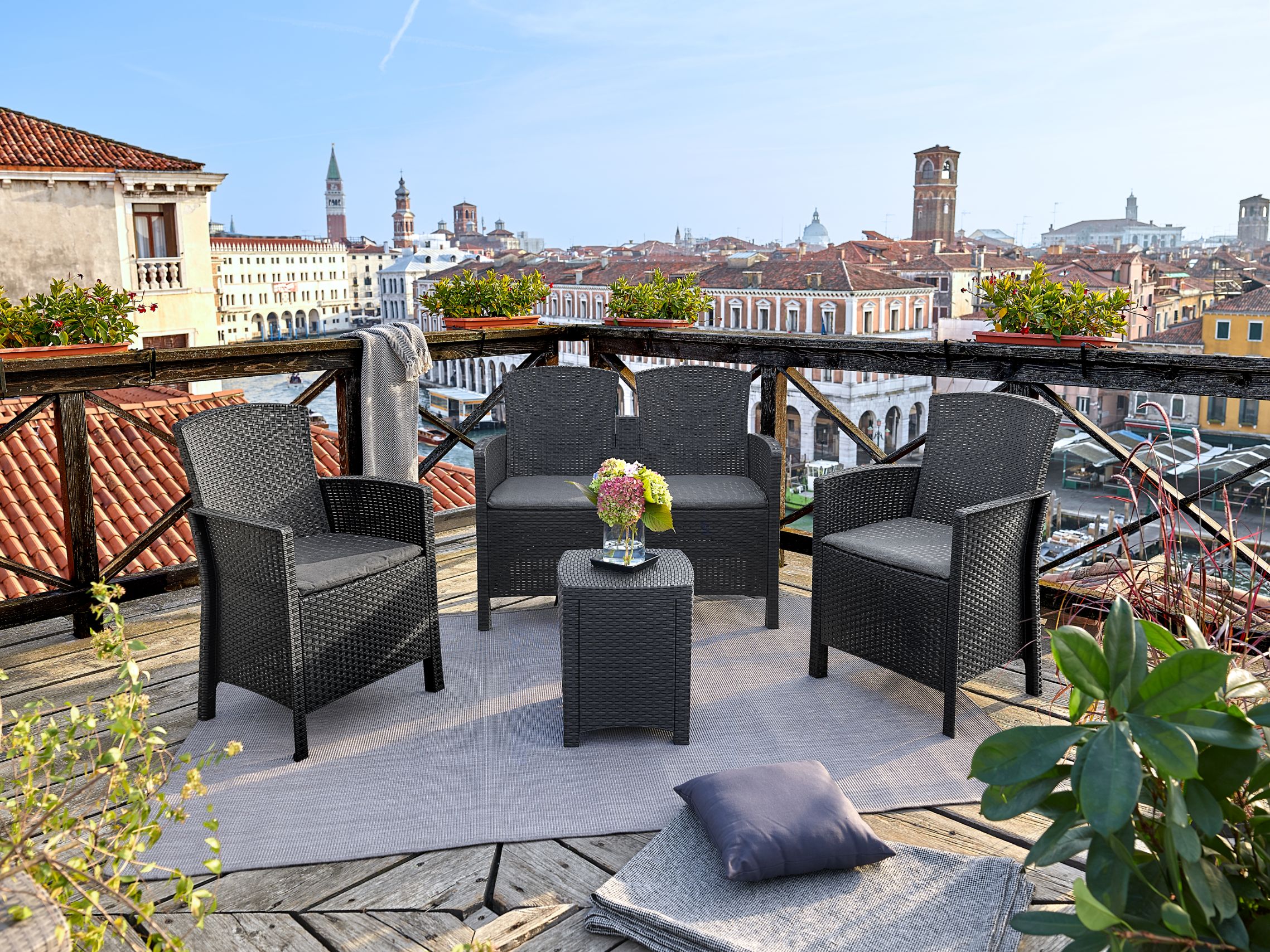 Set mobilier gradina/teresa, antracit, 4 persoane Lido