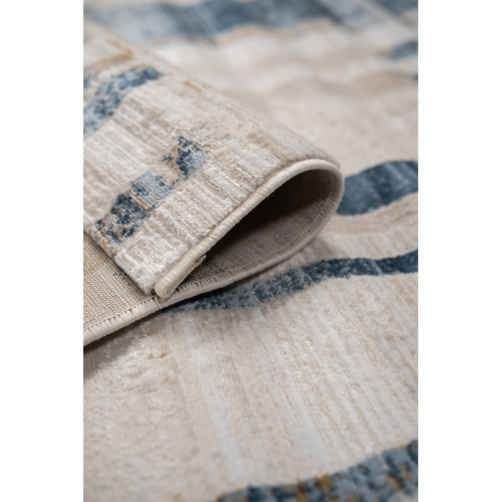 Covor living / dormitor Praga 717B, 160 x 230 cm, poliester, crem-albastru