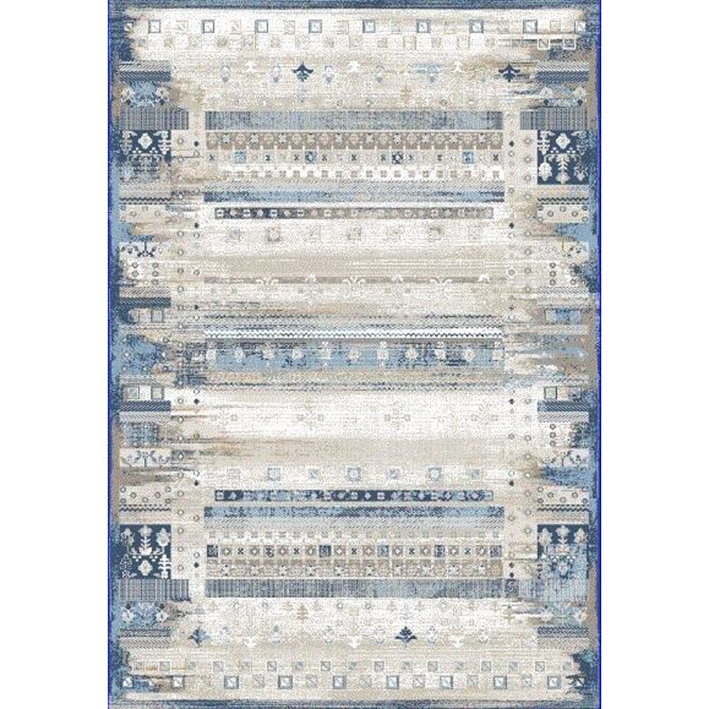 Covor living / dormitor Praga, 80 x 150 cm, poliester, crem-albastru