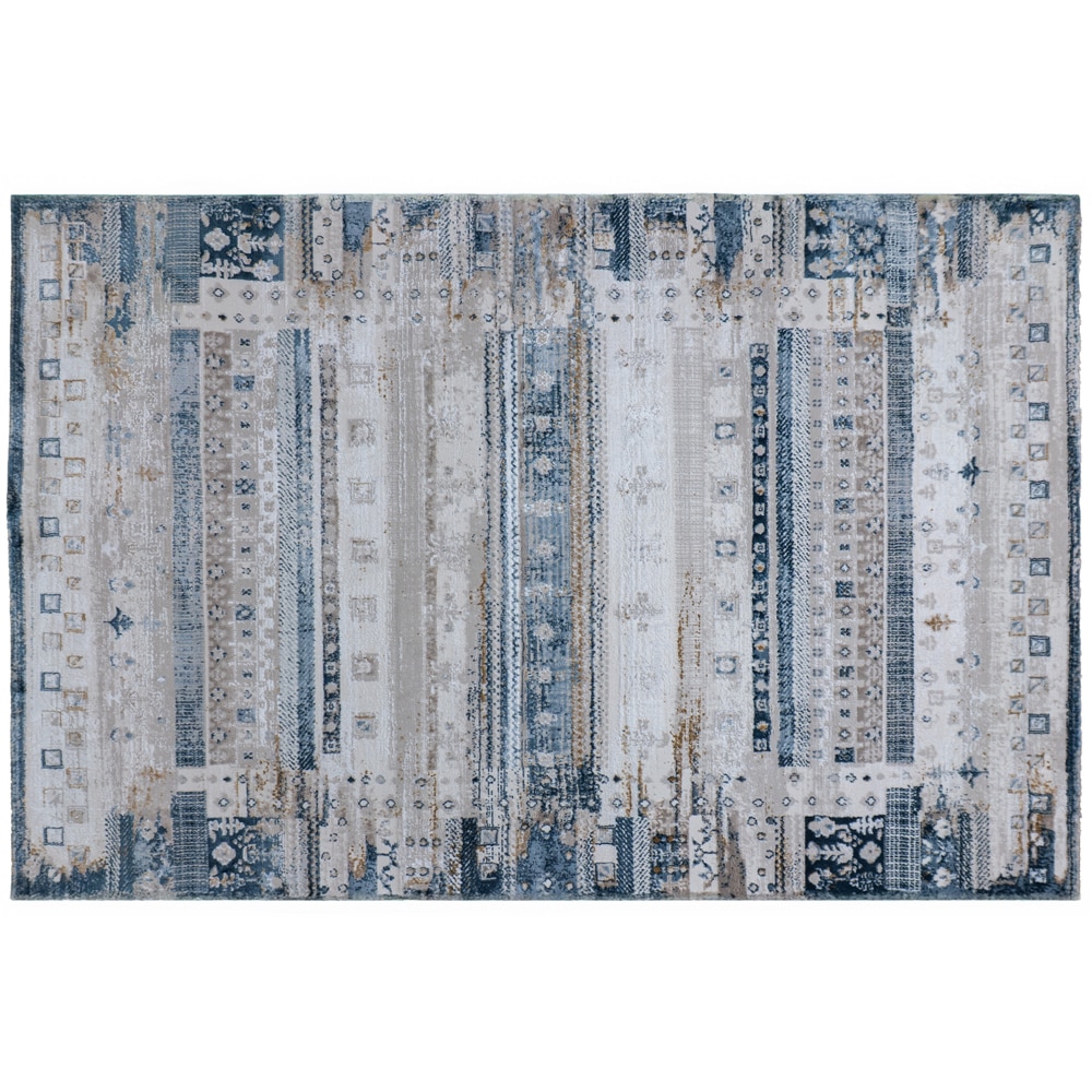 Covor living / dormitor Praga, 120 x 180 cm, poliester, crem-albastru