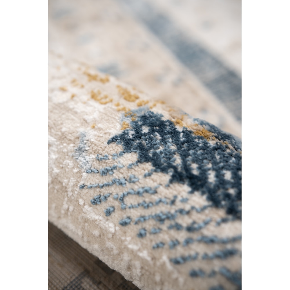 Covor living / dormitor Praga, 160 x 230 cm, poliester, crem-albastru