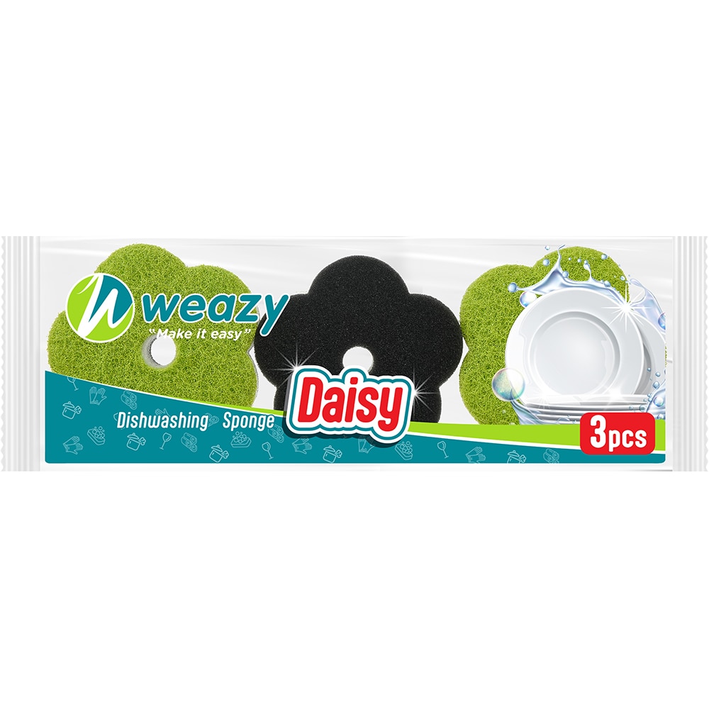 Burete vase abraziv WEAZY Daisy Pop, 3 bucati