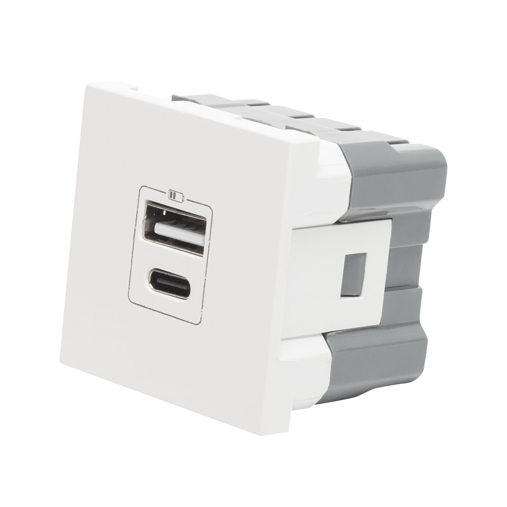 Priza USB, A Si C, 5V, 2.4 A, 2M, alba  Elbi