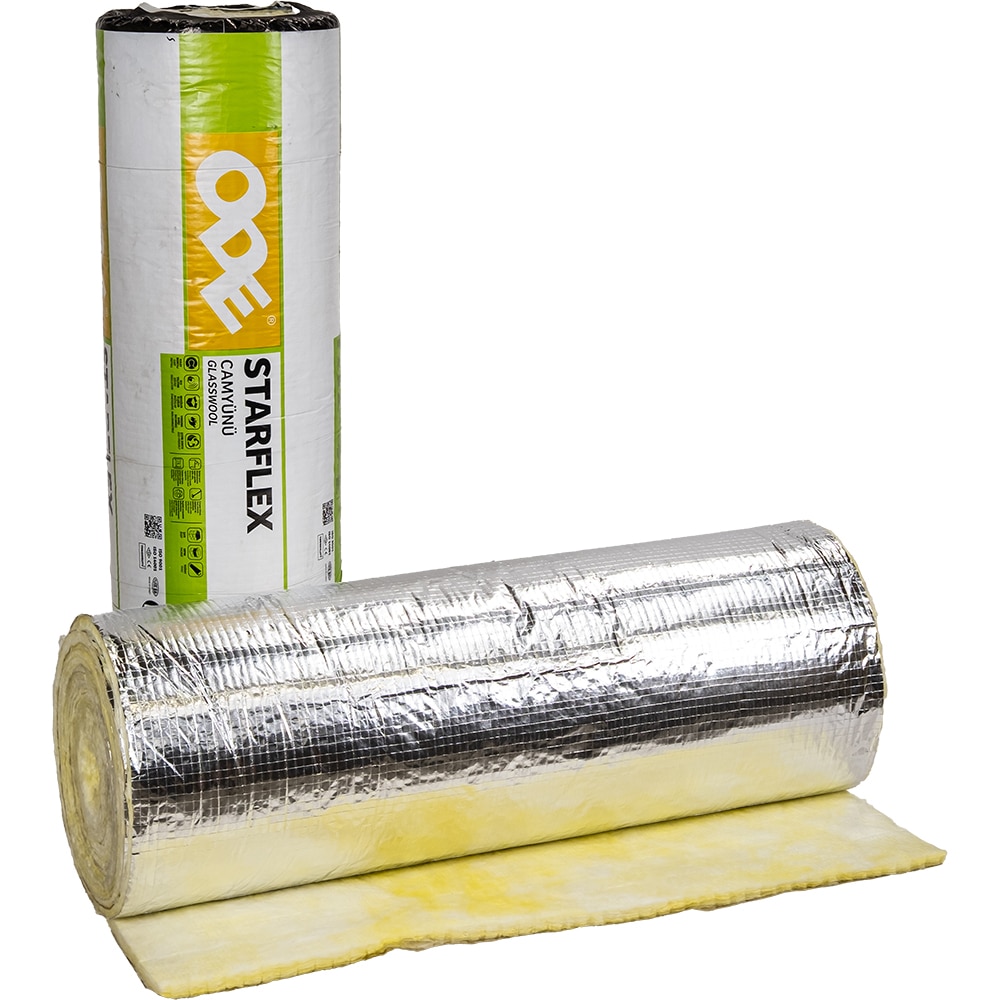 Vata minerala de sticla ODE, folie aluminiu, 0.042 W/mK, 750 x 120 x 10 cm, 9 mp