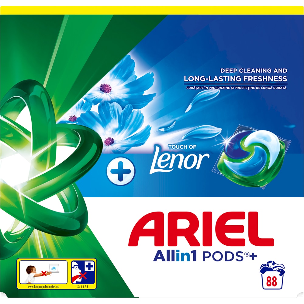 Detergent capsule ARIEL Allin1 PODS+ Touch of Lenor, Fresh Air, 88 spalari