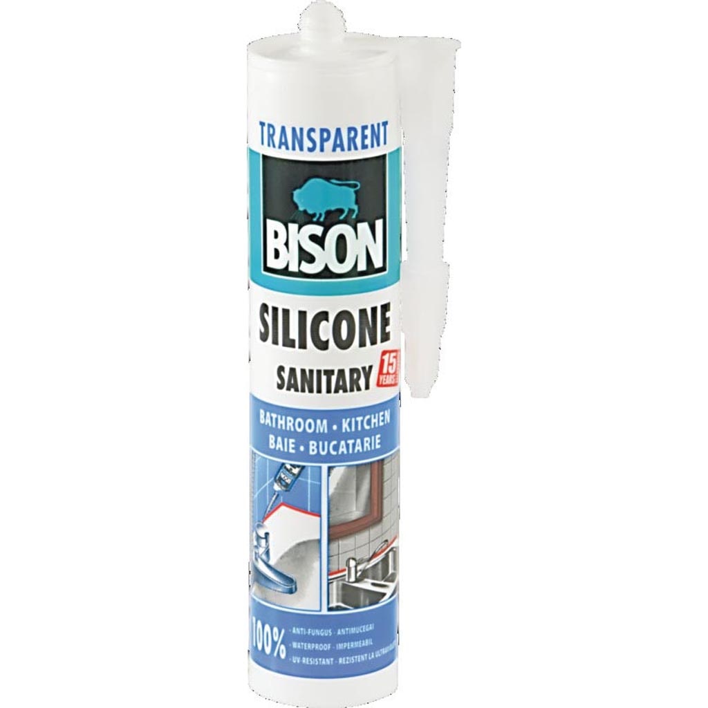 Silicon Pentru Spatii Umede, Transparent, Aplicare Pistol, 280 Ml  Bison