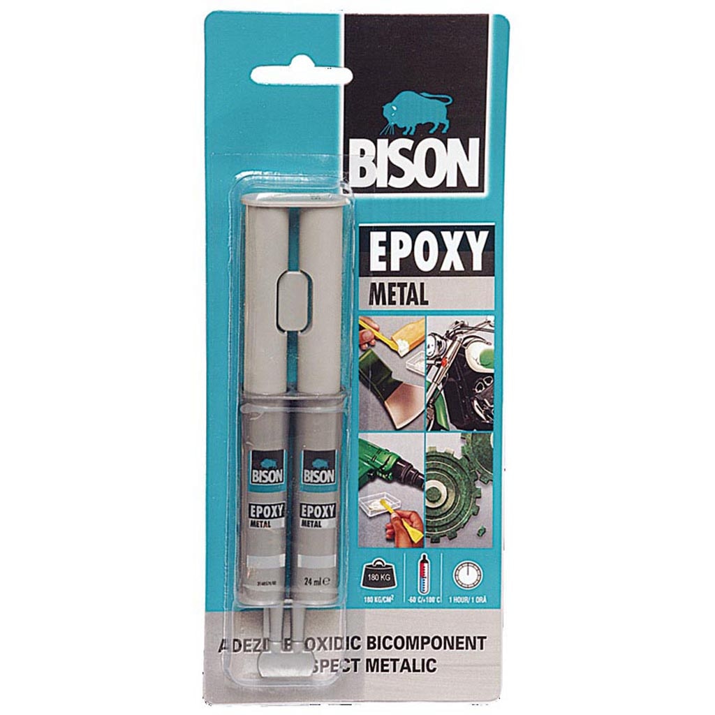 Adeziv pentru metal, transparent, 2 x 12 ml  Bison Epoxy Metal