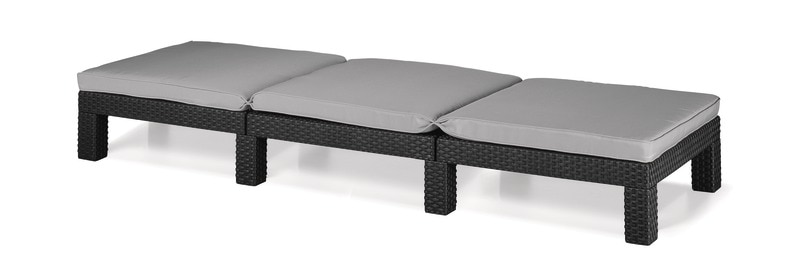 Sezlong cu perna, gri, plastic, 195 x 65 cm, 110 kg  Daytona