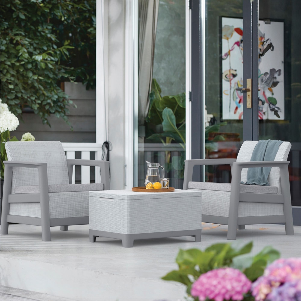 Set mobilier gradina KETER Scandi Linea, polipropilena, 3 piese, gri