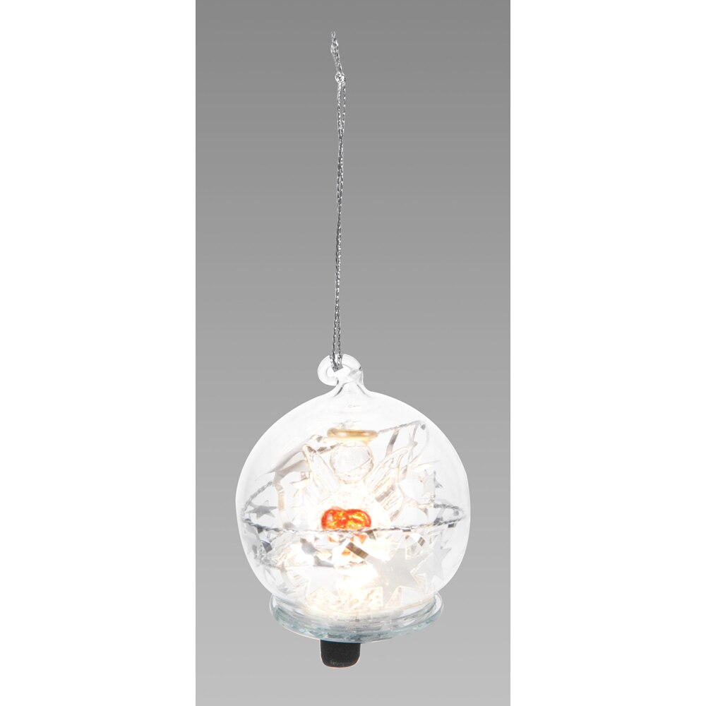 Glob din sticla cu instalatie LED, 6 cm, alb cald
