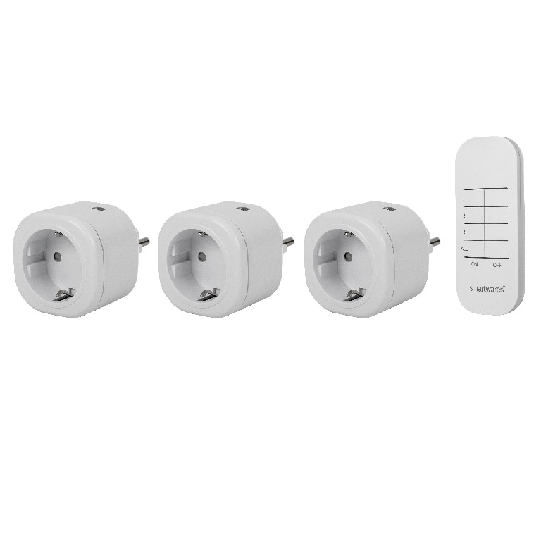 Set comutator cu priza Smartwares SH4-99566, 30 m, telecomanda, alb