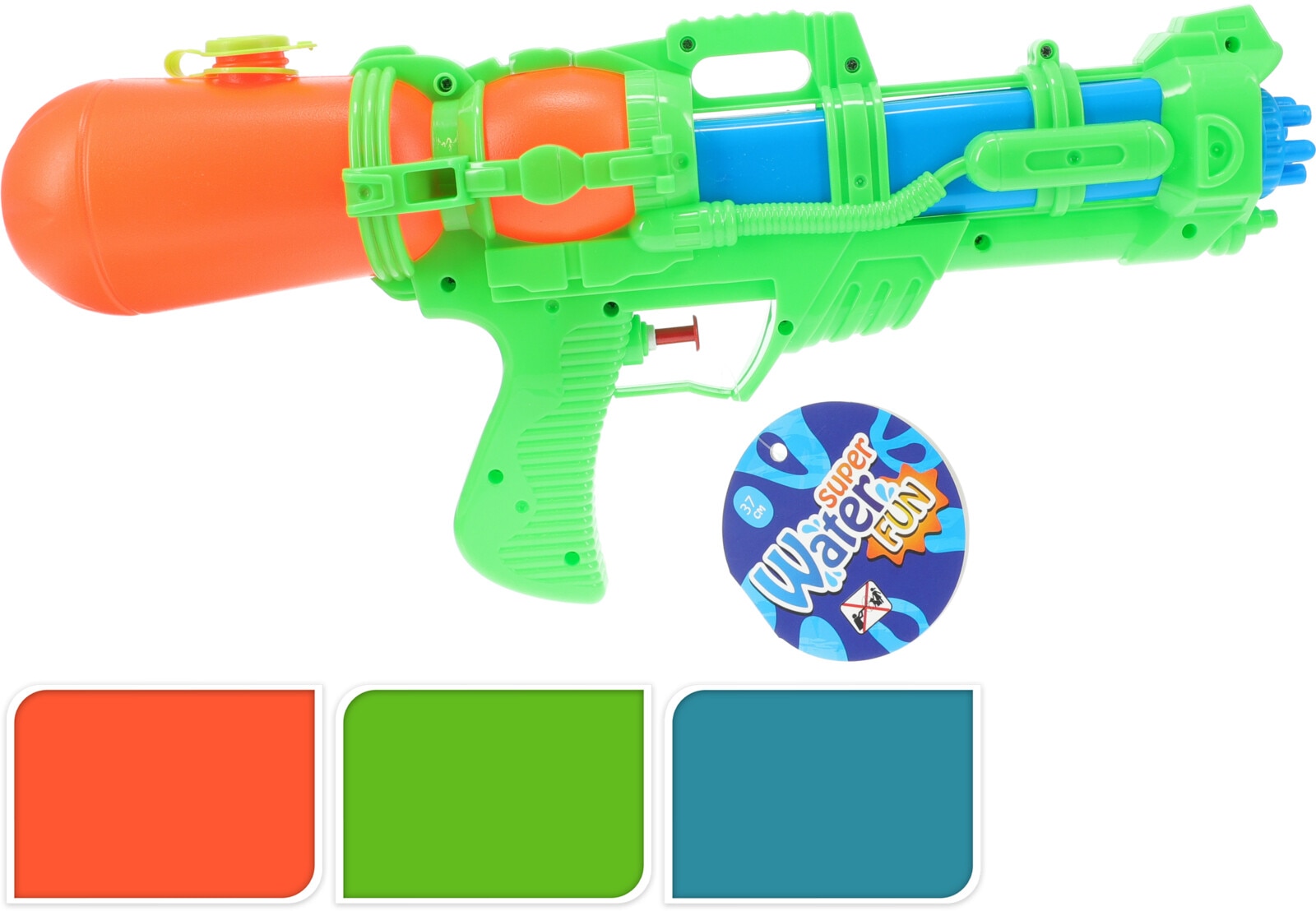 Jucarie pistol cu apa, diverse culori, plastic, 37 x 7.7 x 16 cm