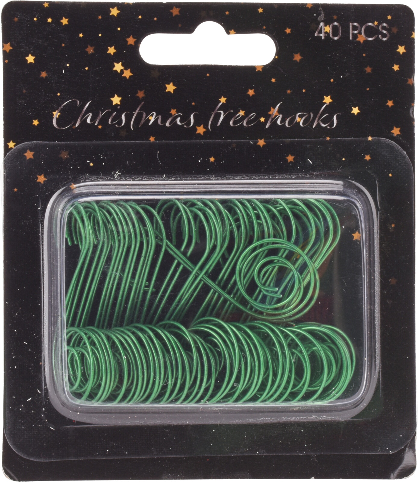 Set carlige Craciun, 4.5 cm, metal, verde, 40 bucati