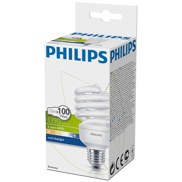 Bec economic Philips Twister, E27, 23W, 6500K