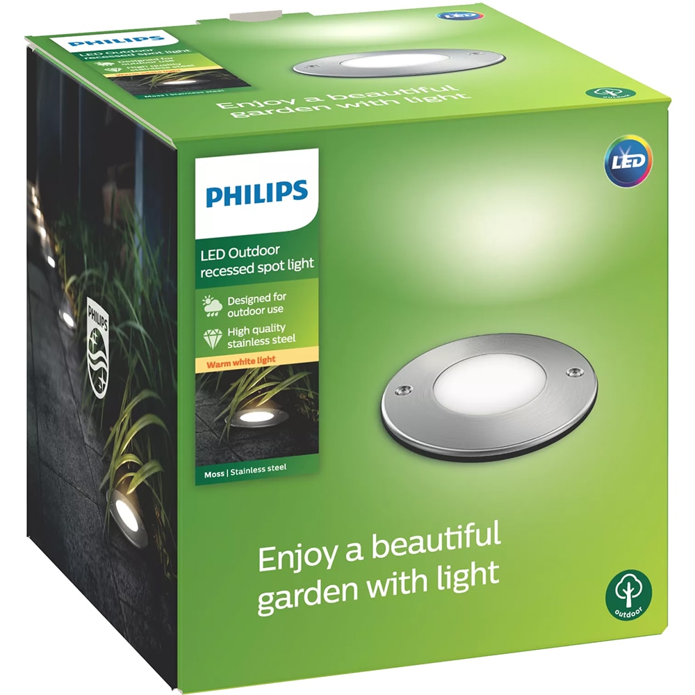 Spot LED Philips Moss, 3W, 270lm, 2700K, IP67, crom