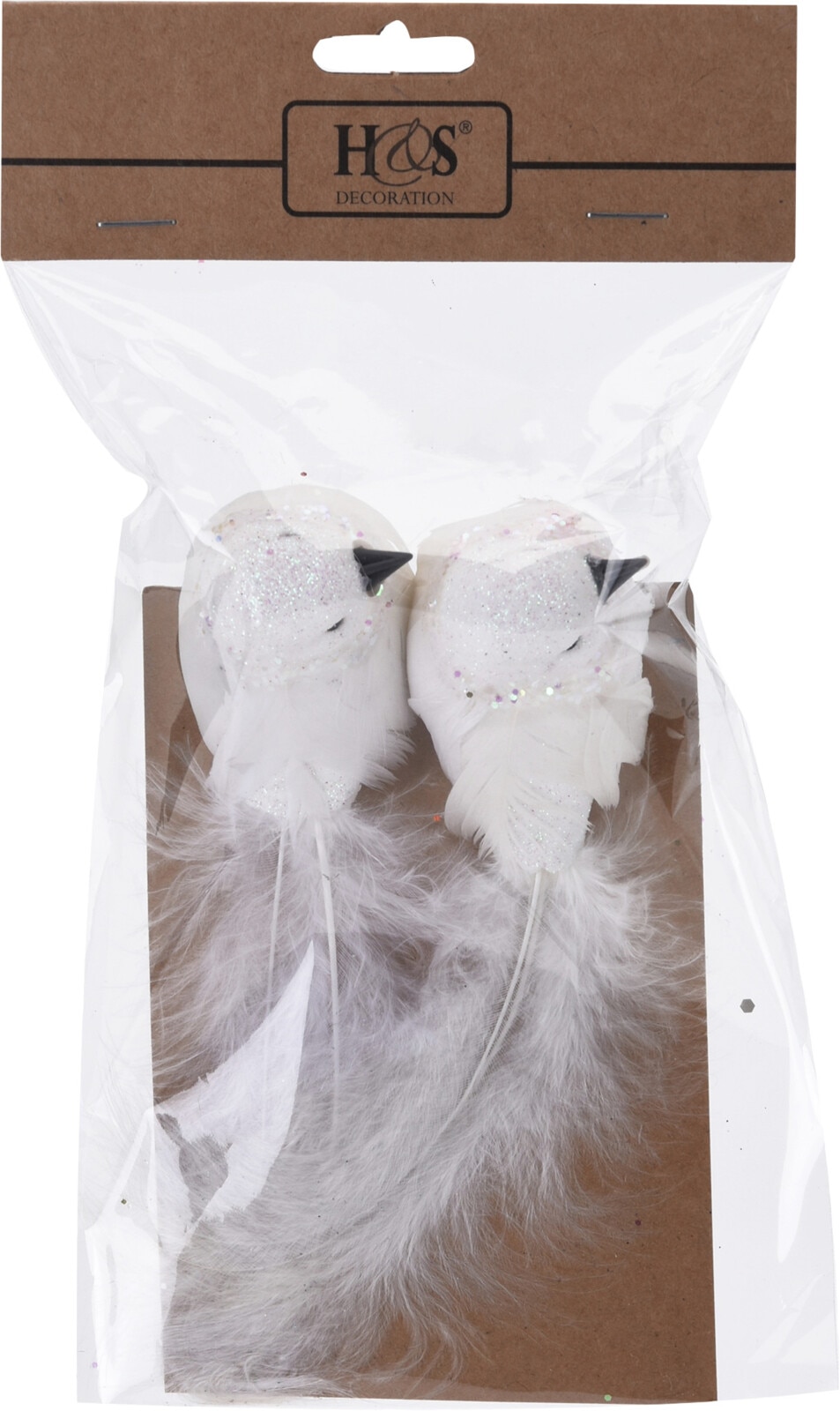 Decoratiune brad Pasare, 16 cm, 2 bucati, alb