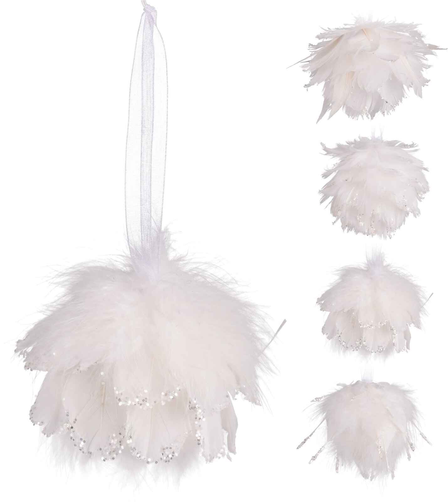 Glob de Craciun Peneorganza, 10 cm, alb