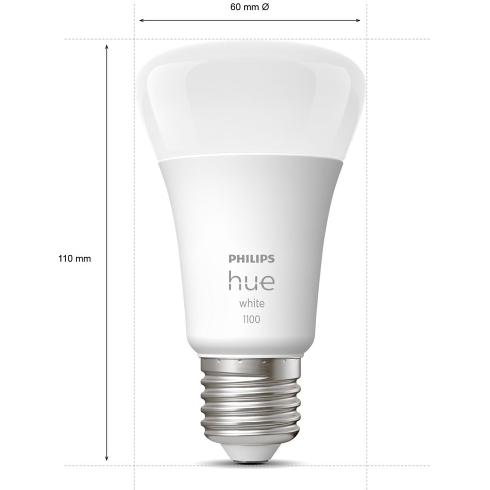 Set 2 becuri LED PHILIPS HUE, E27, 9.5W, 1055lm, Wi-Fi, lumina variabila, compatibil Alexa, Google Assistant
