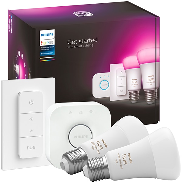 Kit Smart Bec LED PHILIPS Hue 8719514291379 A60 9W (60W), E27, Lumina RGB