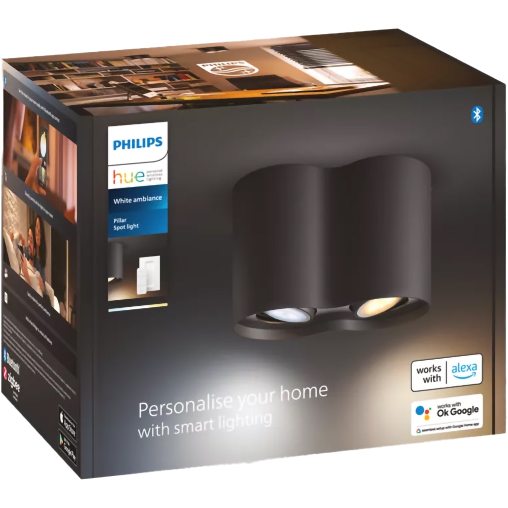 Spot LED smart PHILIPS HUE Pillar, 2 x 5W, 700lm, IP20, negru