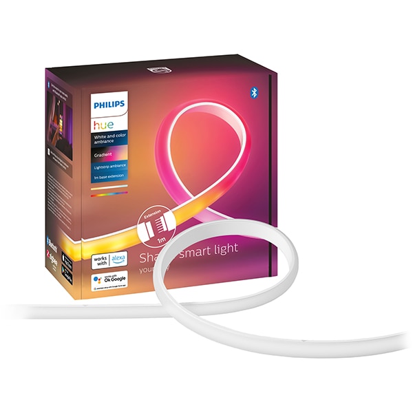 Extensie Banda LED PHILIPS HUE 8719514339989 Gradient Lightstrip Wi-Fi, lumina LED RGB, 12.3W, 1000lm, 1m