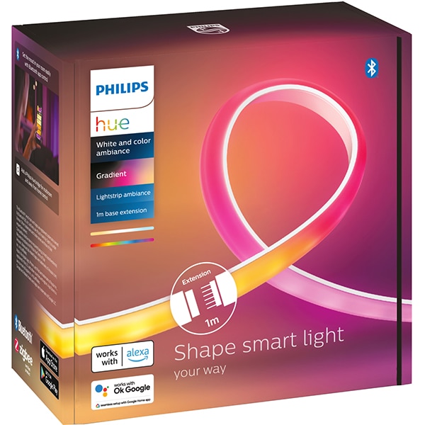 Extensie Banda LED PHILIPS HUE 8719514339989 Gradient Lightstrip Wi-Fi, lumina LED RGB, 12.3W, 1000lm, 1m