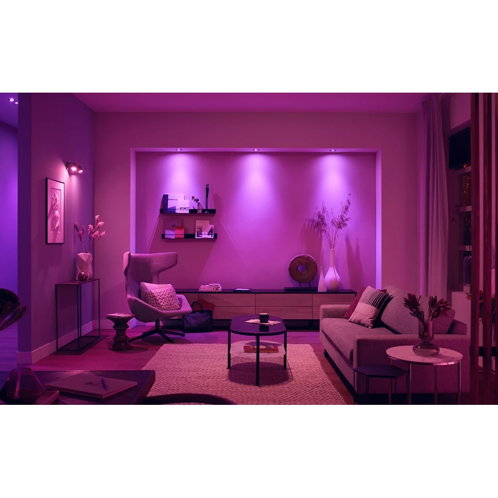 Set 3 spoturi LED smart PHILIPS HUE Centura, 3 x 5.7W, 350lm, IP20, aluminiu