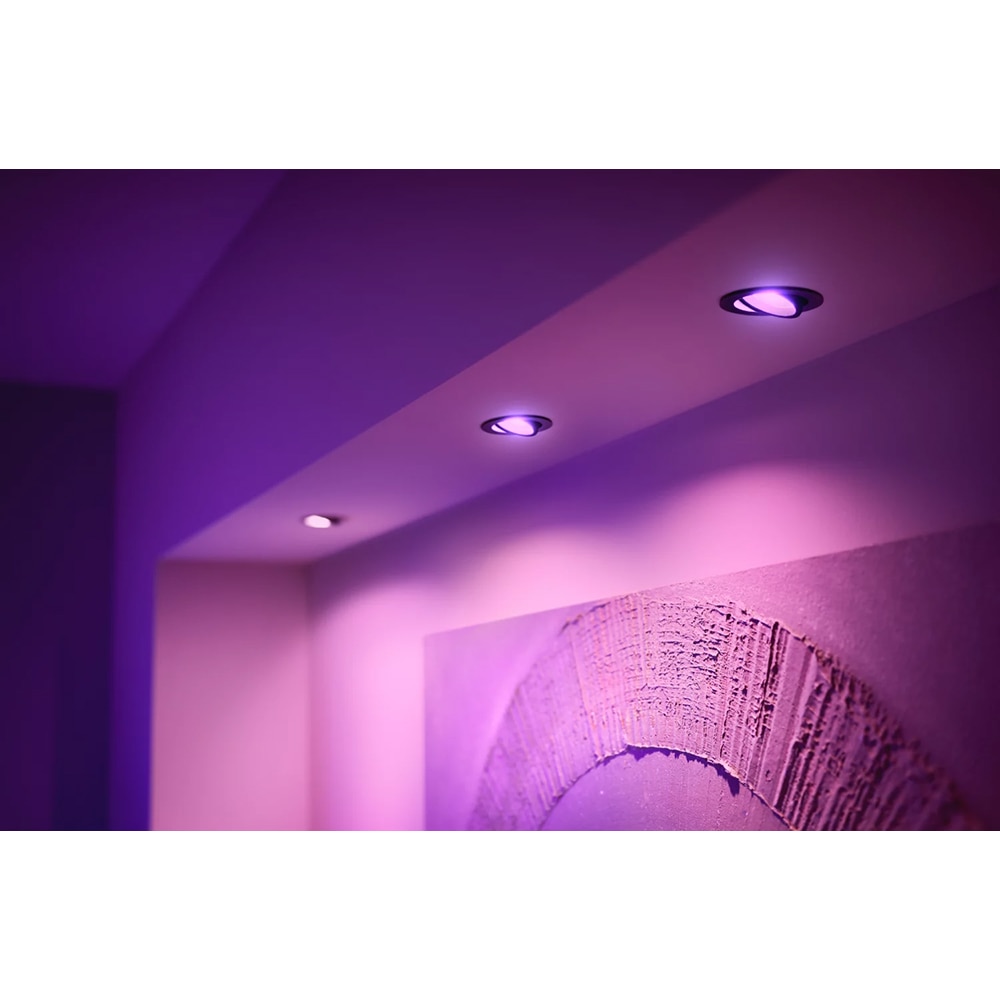 Set 3 spoturi LED smart PHILIPS HUE Centura, 3 x 5.7W, 350lm, IP20, negru