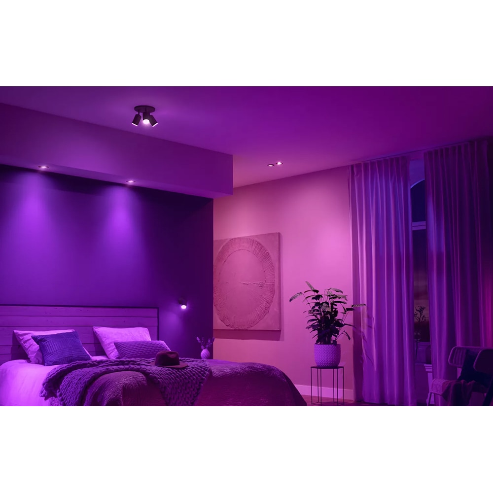 Set 3 spoturi LED smart PHILIPS HUE Centura, 3 x 5.7W, 350lm, IP20, negru