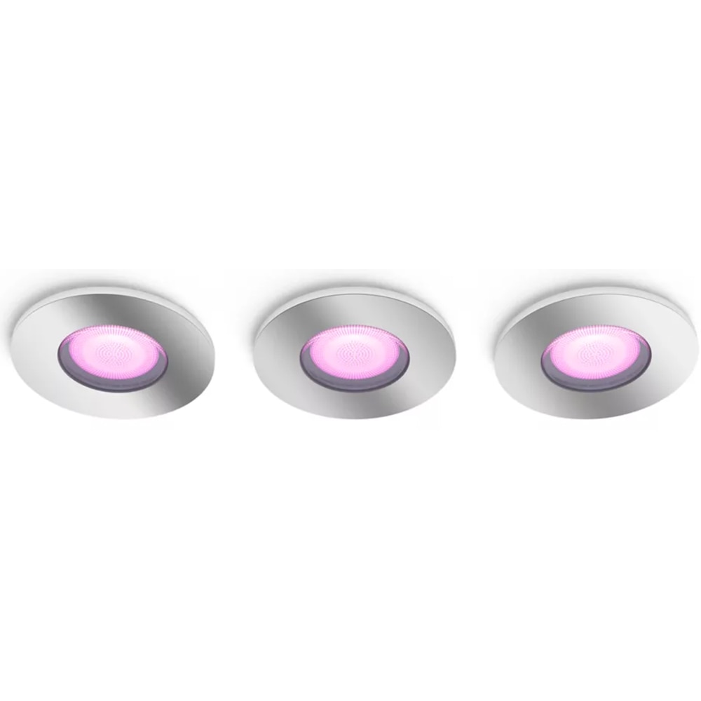 Set 3 spoturi LED smart PHILIPS HUE Xamento, 3 x 5.7W, 1050lm, IP44, crom