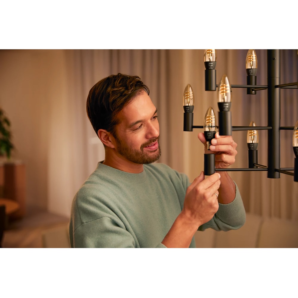 Set 2 becuri LED PHILIPS HUE, E14, 4.6W, 350lm, Wi-Fi, lumina variabila, compatibil Alexa, Google Assistant