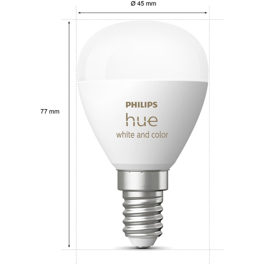 Set 2 becuri LED PHILIPS HUE, E14, 5.1W, 470lm, Wi-Fi, lumina variabila, compatibil Alexa, Google Assistant