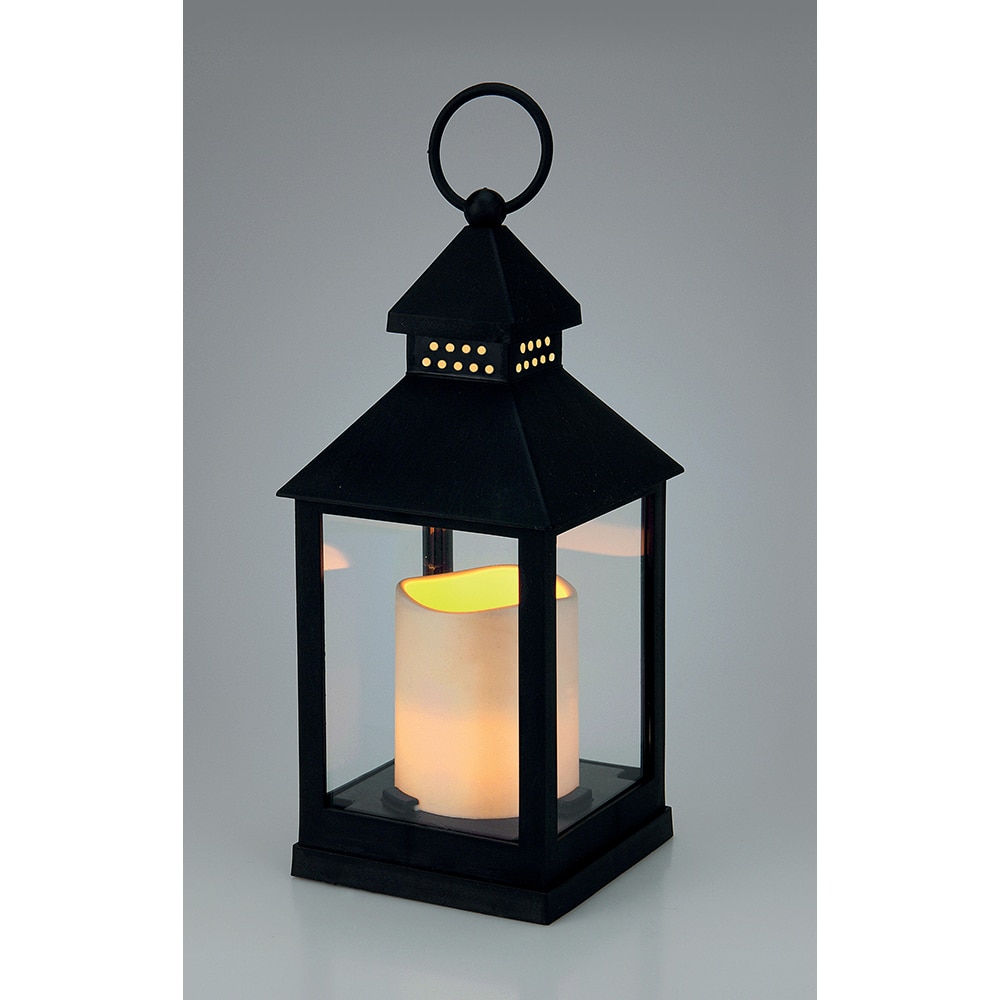 Decoratiune luminoasa Felinar cu lumanare, LED, 10 x 23.5 cm, negru