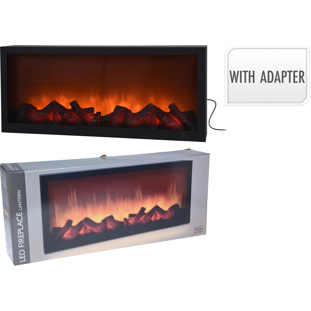 Semineu electric decorativ, LED, 57 x 10 x 25 cm, negru