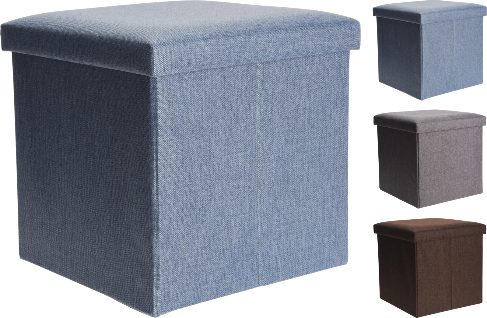 Taburet, spatiu depozitare, poliester, 38x38x38 cm, diverse culori