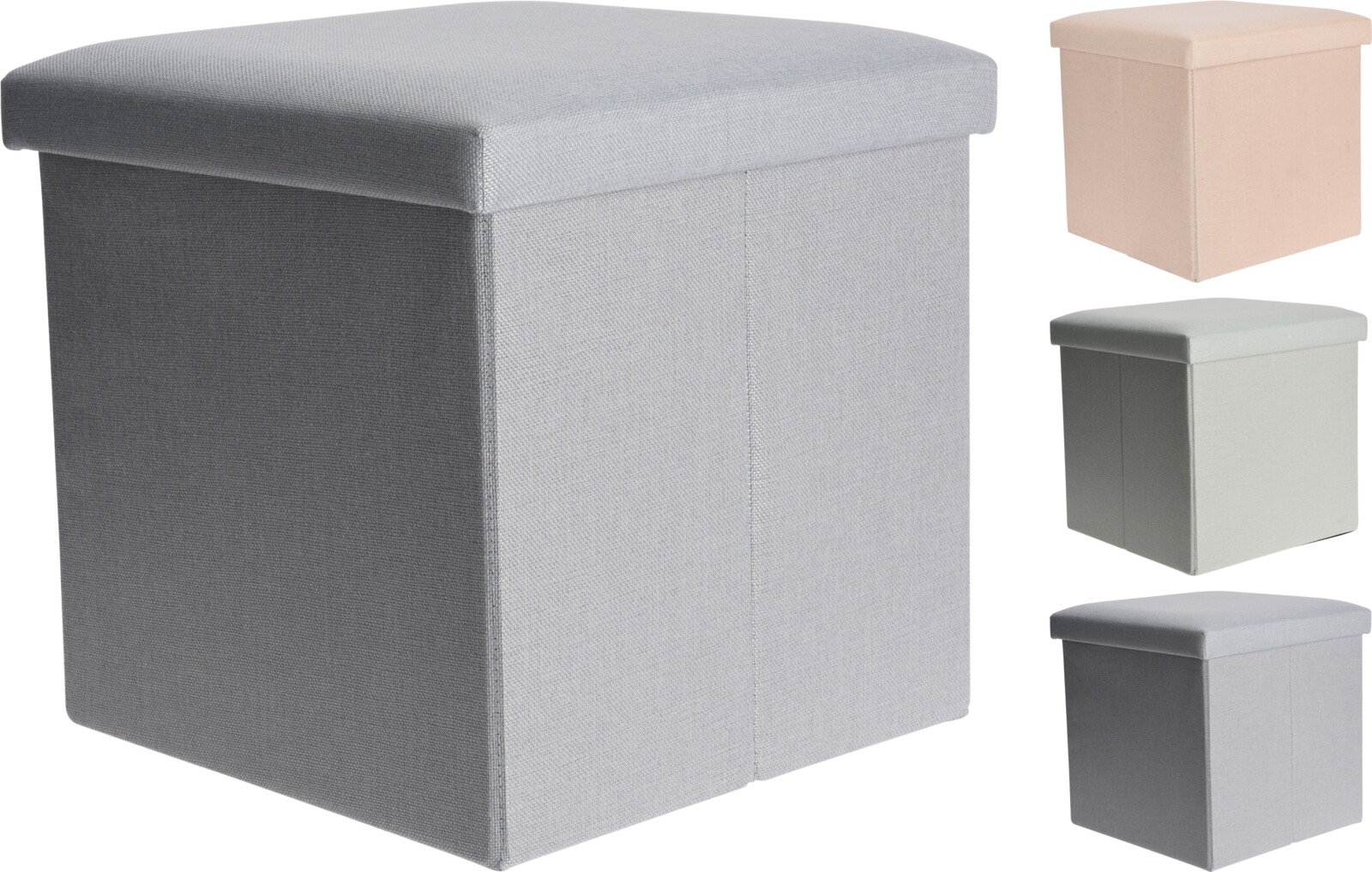 Taburet, spatiu depozitare, poliester, 38x38x38cm, diverse culori