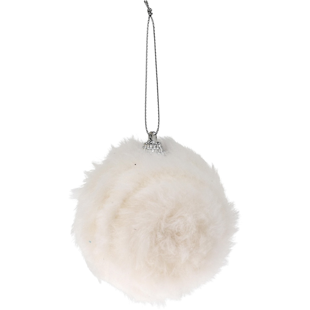 Glob brad de Craciun din blana, 8 cm, alb